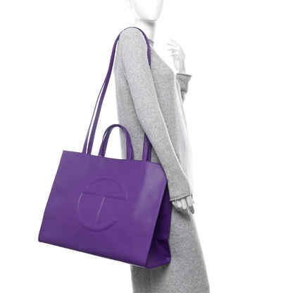 Telfar Vegan Leather Large Shopping Bag Grape 2 of 10