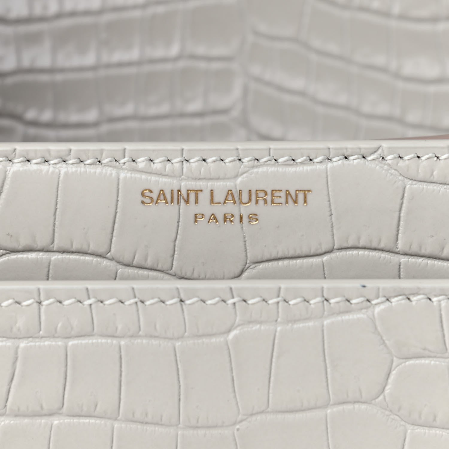 Saint Laurent Calfskin Crocodile Embossed Medium Monogram Sunset Blanc Vintage 11 of 11