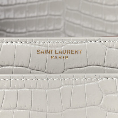 Saint Laurent Calfskin Crocodile Embossed Medium Monogram Sunset Blanc Vintage 11 of 11