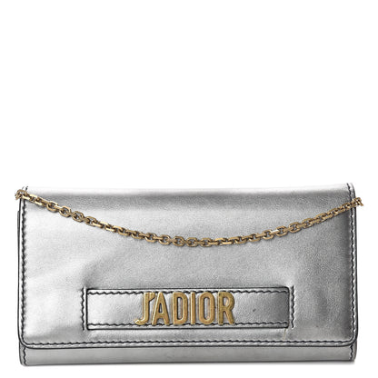 Christian Dior Metallic Calfskin J'adior Croisiere Chain Wallet Graphite 1 of 7