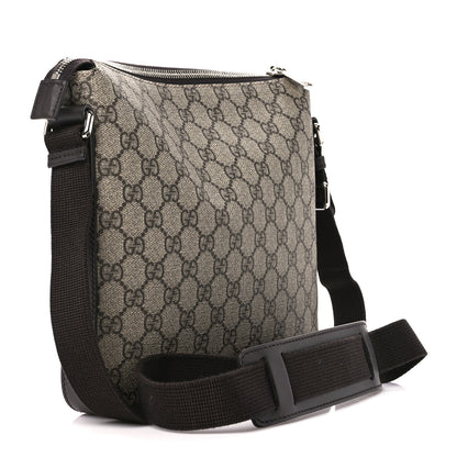 Gucci GG Supreme Monogram Selleria Calfskin Small Flat Side Zip Messenger Bag Beige Ebony Cocoa Dark Chocolate 3 of 11