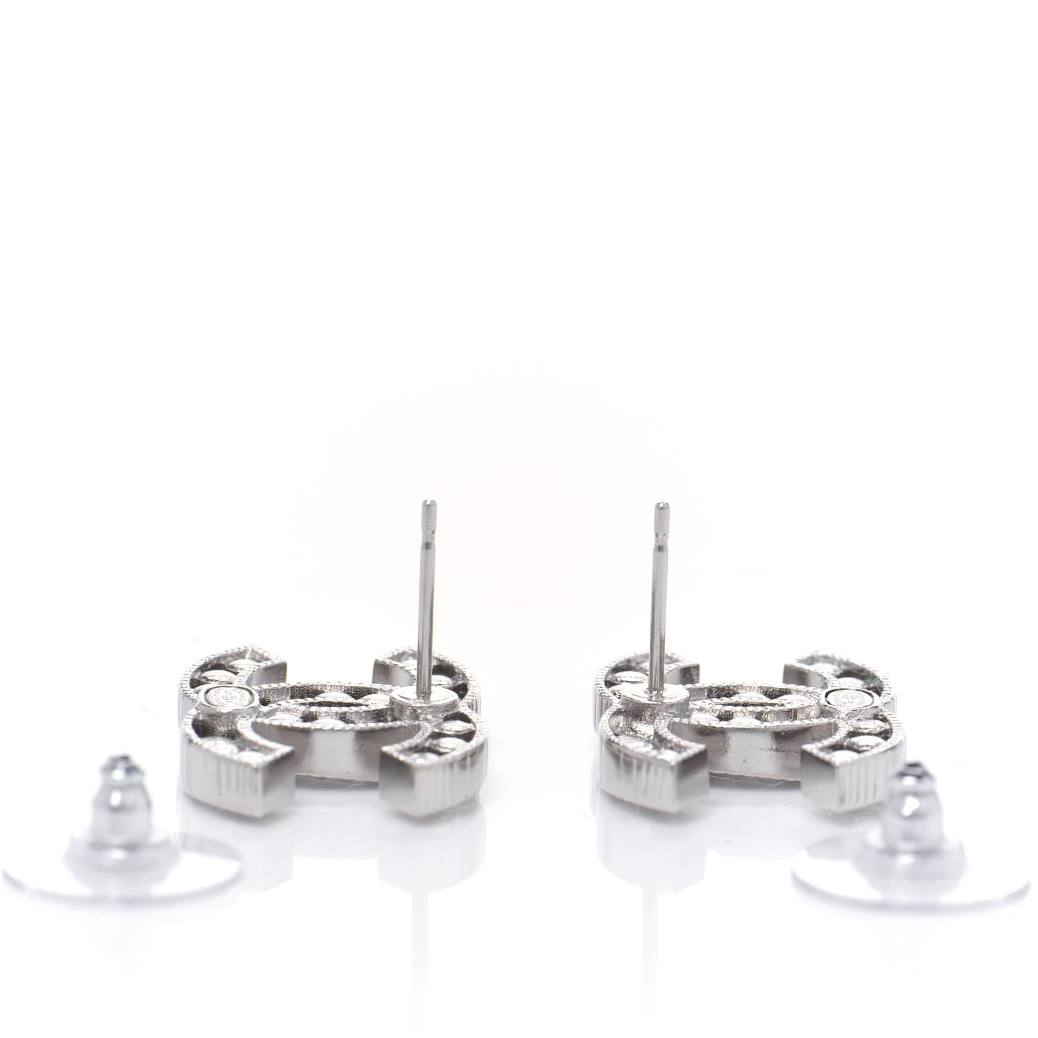 Chanel Crystal CC Earrings Silver 4 of 4