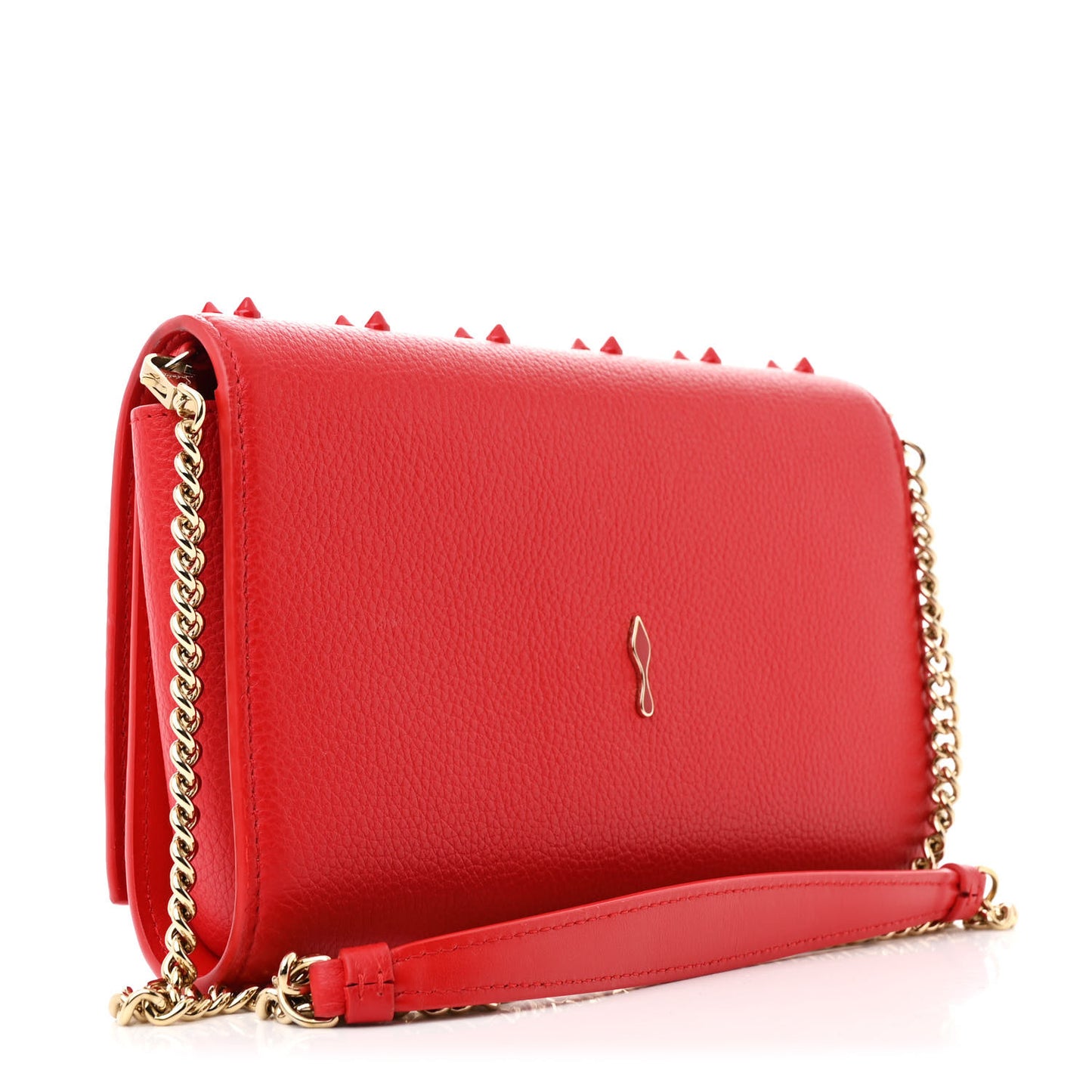 Calfskin Spikes Loubinthesky Paloma Clutch Red