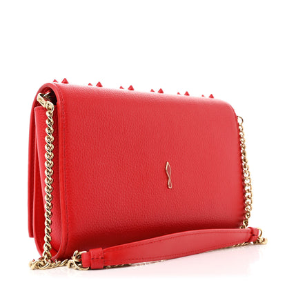 Christian Louboutin Calfskin Spikes Loubinthesky Paloma Clutch Red 3 of 12