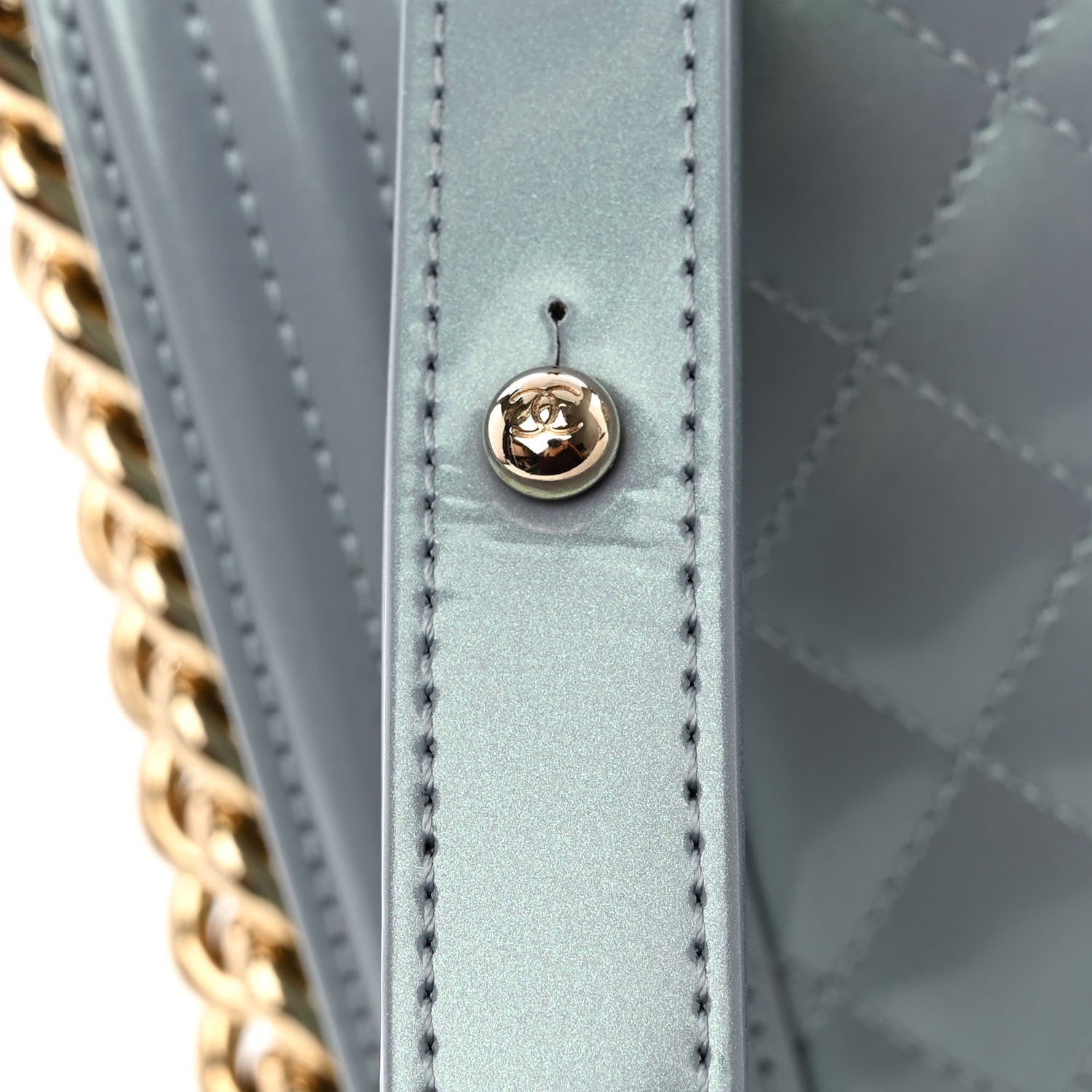 Chanel Iridescent Glazed Calfskin Quilted New Medium Boy Flap Light Blue 11 of 13