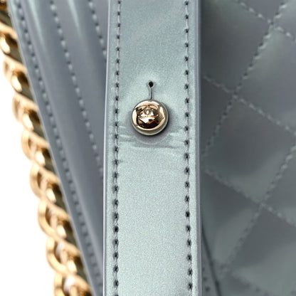 Chanel Iridescent Glazed Calfskin Quilted New Medium Boy Flap Light Blue 11 of 13