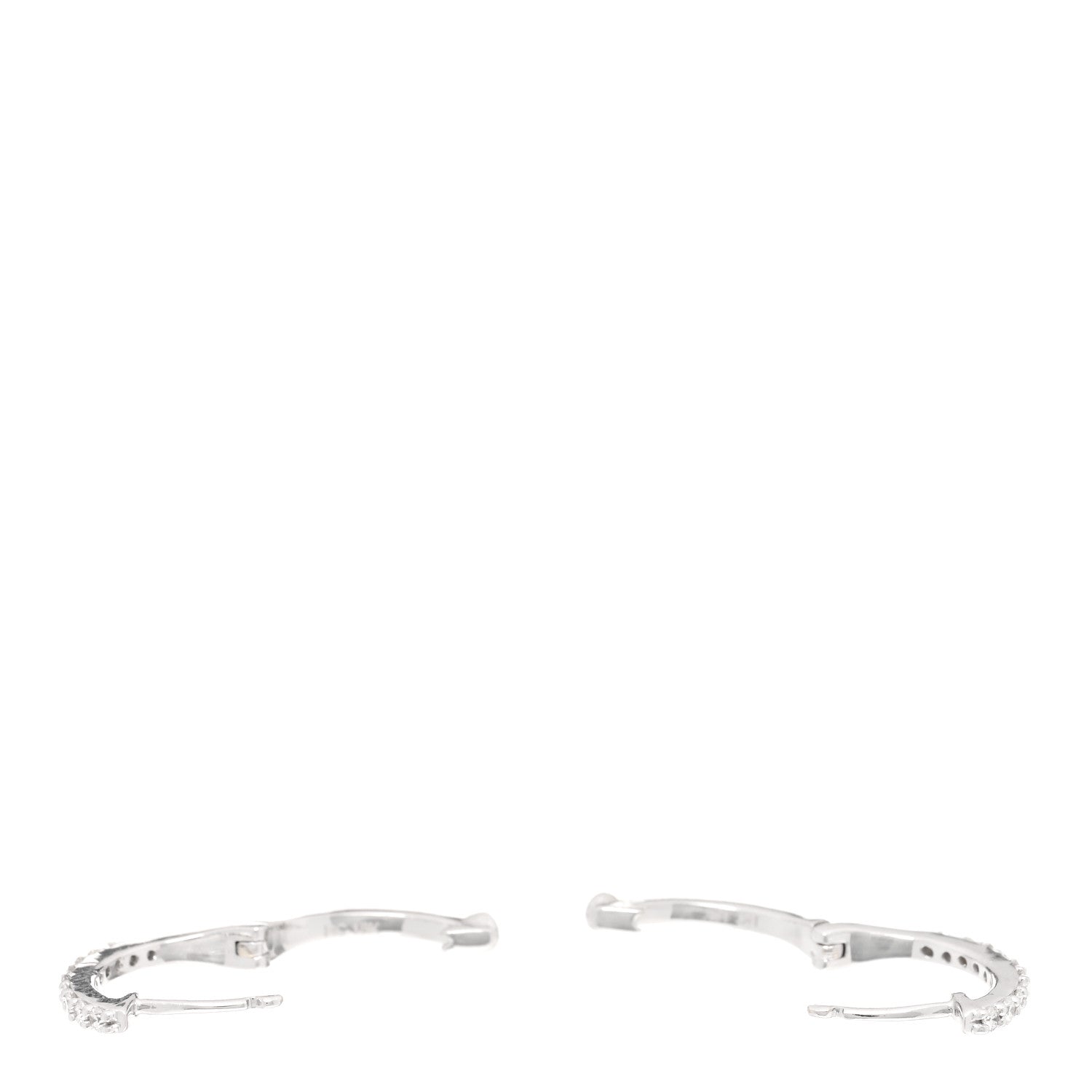 Roberto Coin 18K White Gold Diamond Small Horseshoe Hoop Earrings 3 of 5
