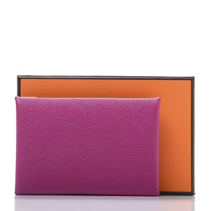 Hermes Epsom Calvi Card Case Rose Pourpre 10 of 10