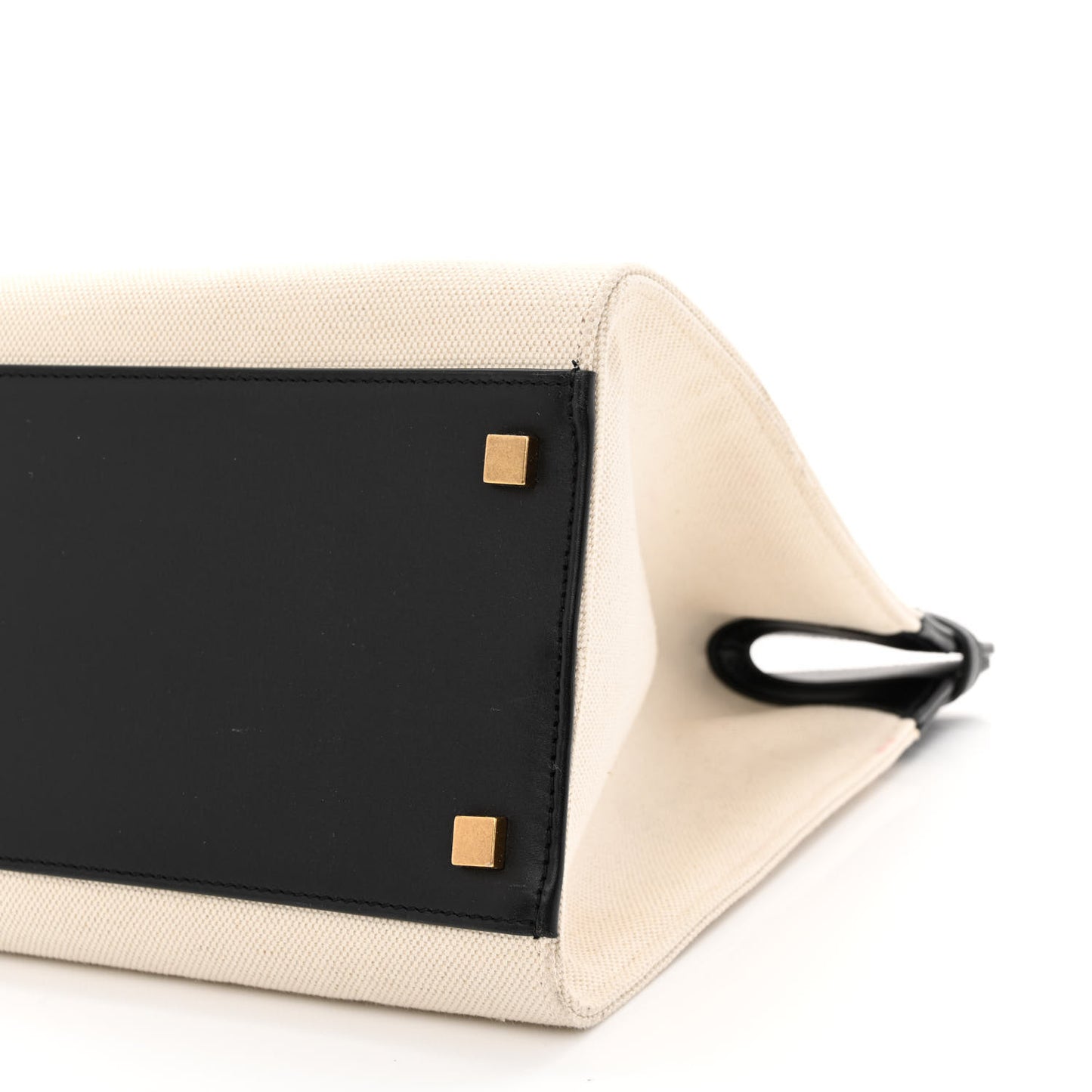 Canvas Calfskin Medium Manhattan Shopper Tote Natural Black