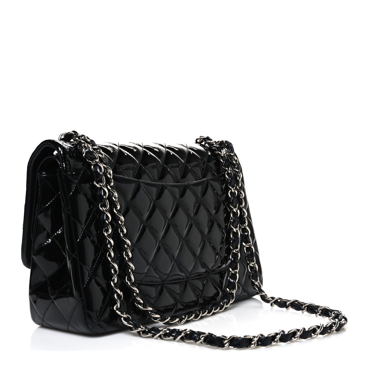Chanel Patent Quilted Jumbo Double Flap Black 2 of 9