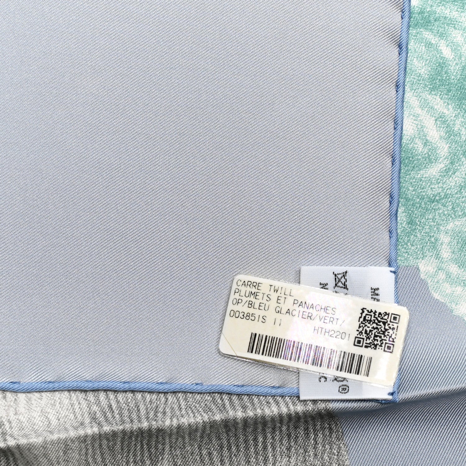 Hermes Silk Twill Plumets Et Panaches Scarf 90 Bleu Glacier Vert 5 of 5