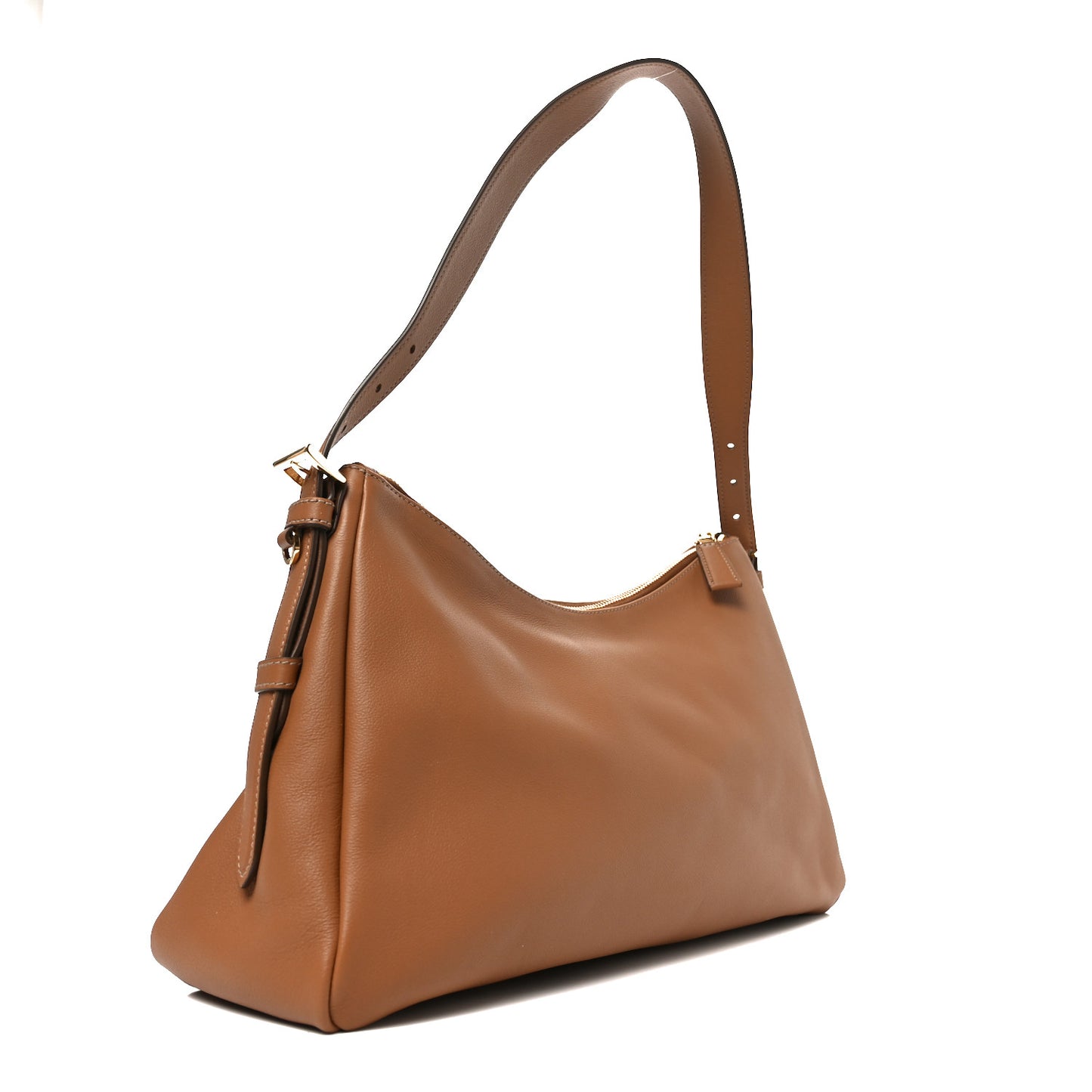 Soft Calfskin Large Aimee Shoulder Bag Caramel