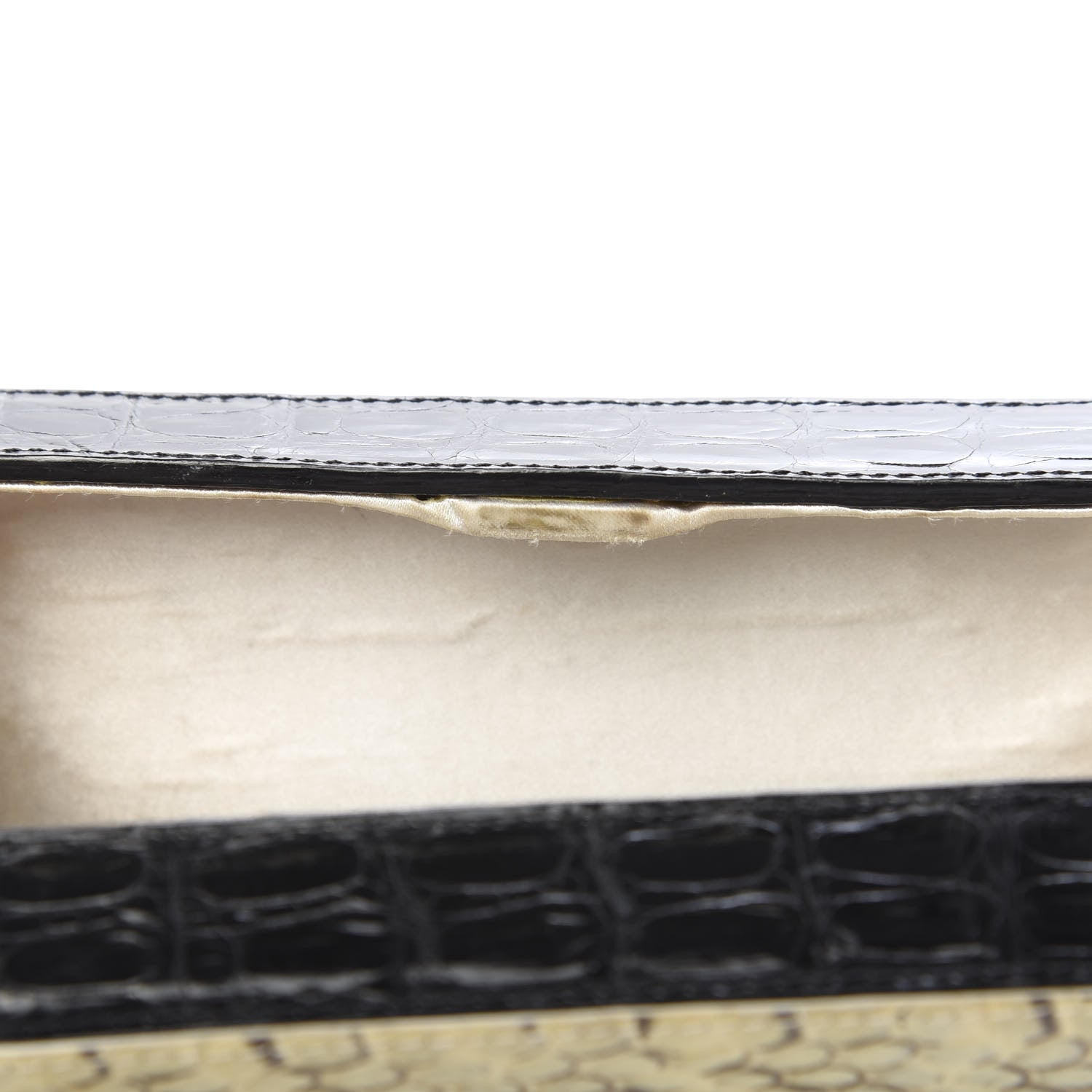 Nancy Gonzalez Snakeskin Crocodile Box Clutch Ivory Black 9 of 10