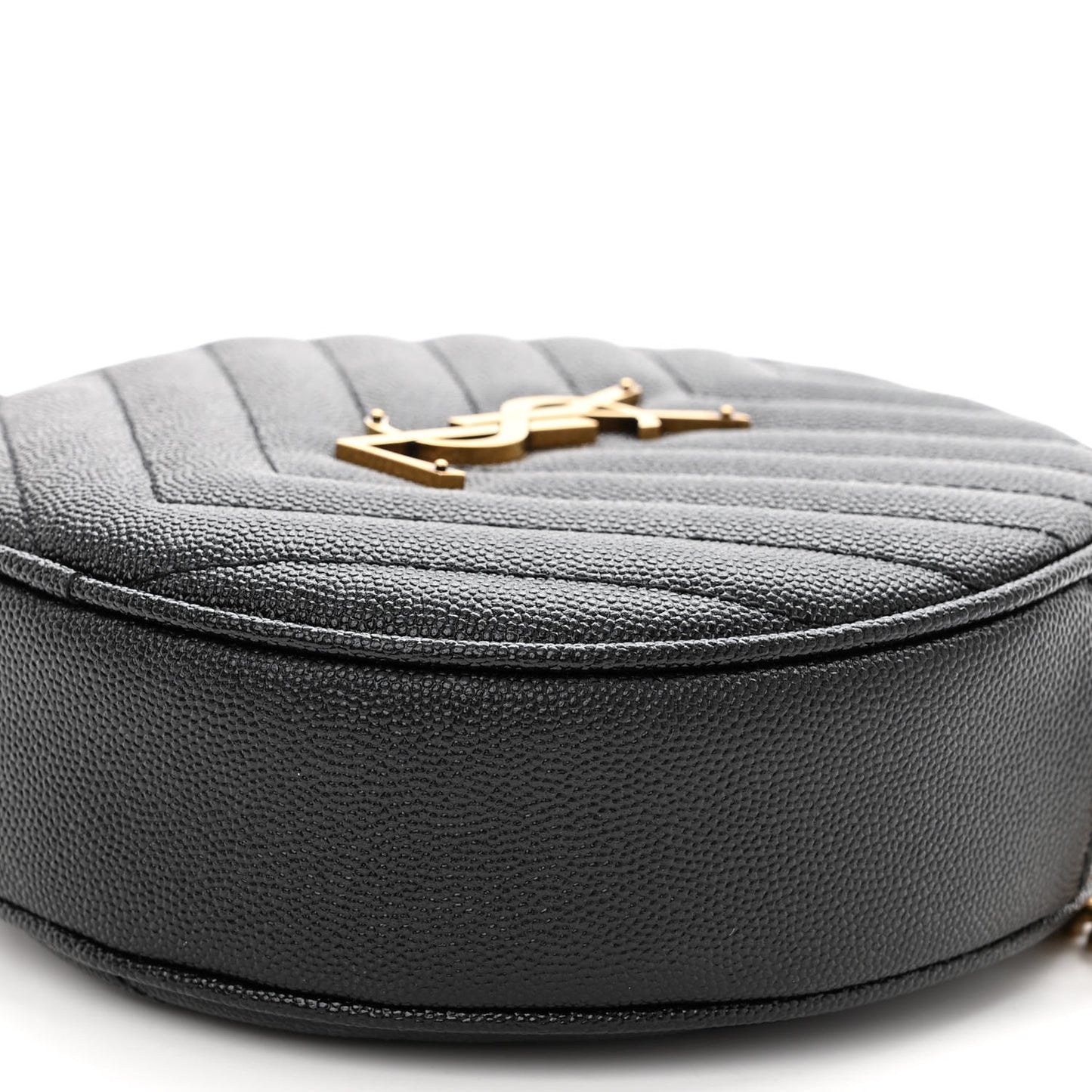 Grain De Poudre Matelasse Chevron Quilted Round Vinyle Camera Bag Black