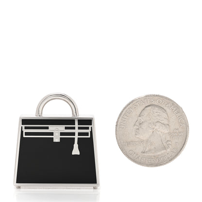 Hermes Lacquered Palladium Kelly Curiosite Charm Black 2 of 5
