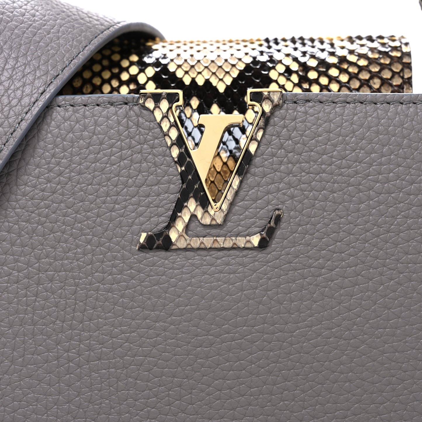 Taurillon Snakeskin Capucines BB Steeple Grey