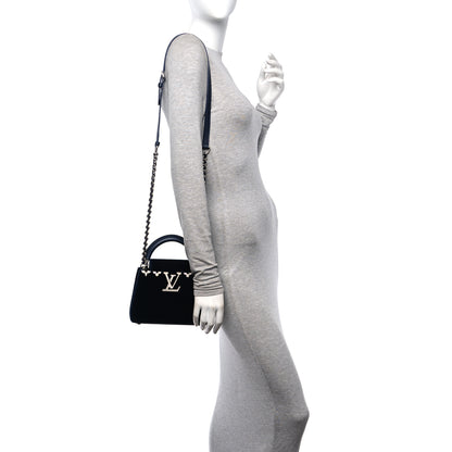 Louis Vuitton Velvet Crystal Capucines Mini Midnight Blue 2 of 10