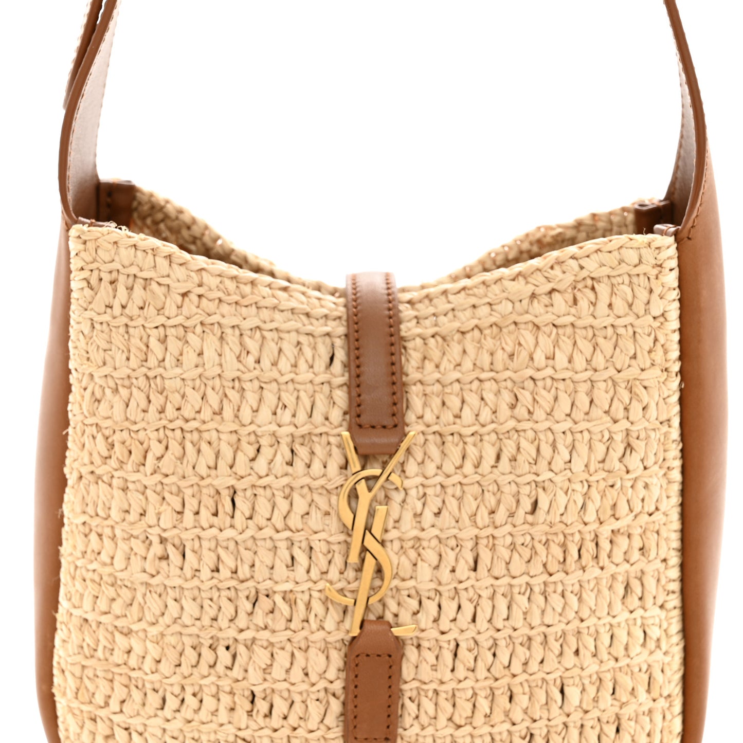 Raffia Calfskin Le 5 A 7 Baby Hobo  Natural Brick