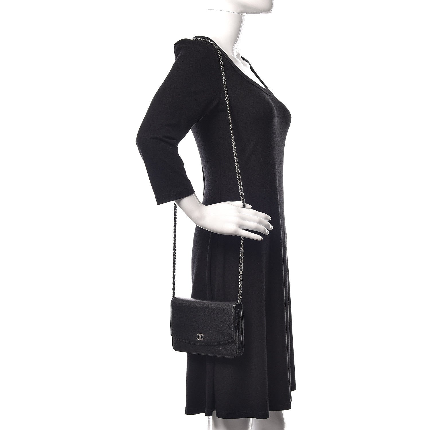 Chanel Caviar Sevruga Wallet On Chain WOC Black 2 of 11