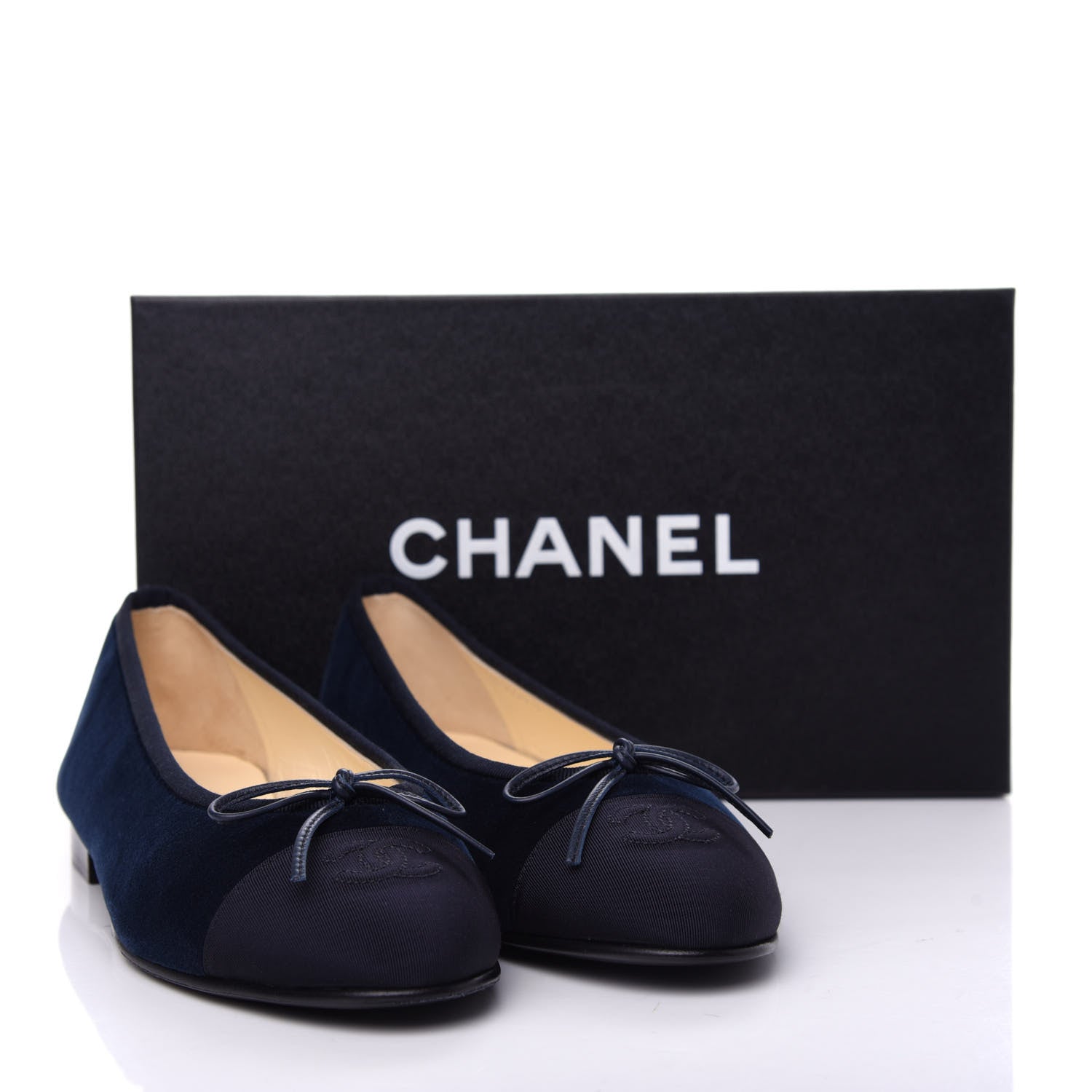 Chanel Velvet Cap Toe Ballerina Flats 39 Navy 11 of 11