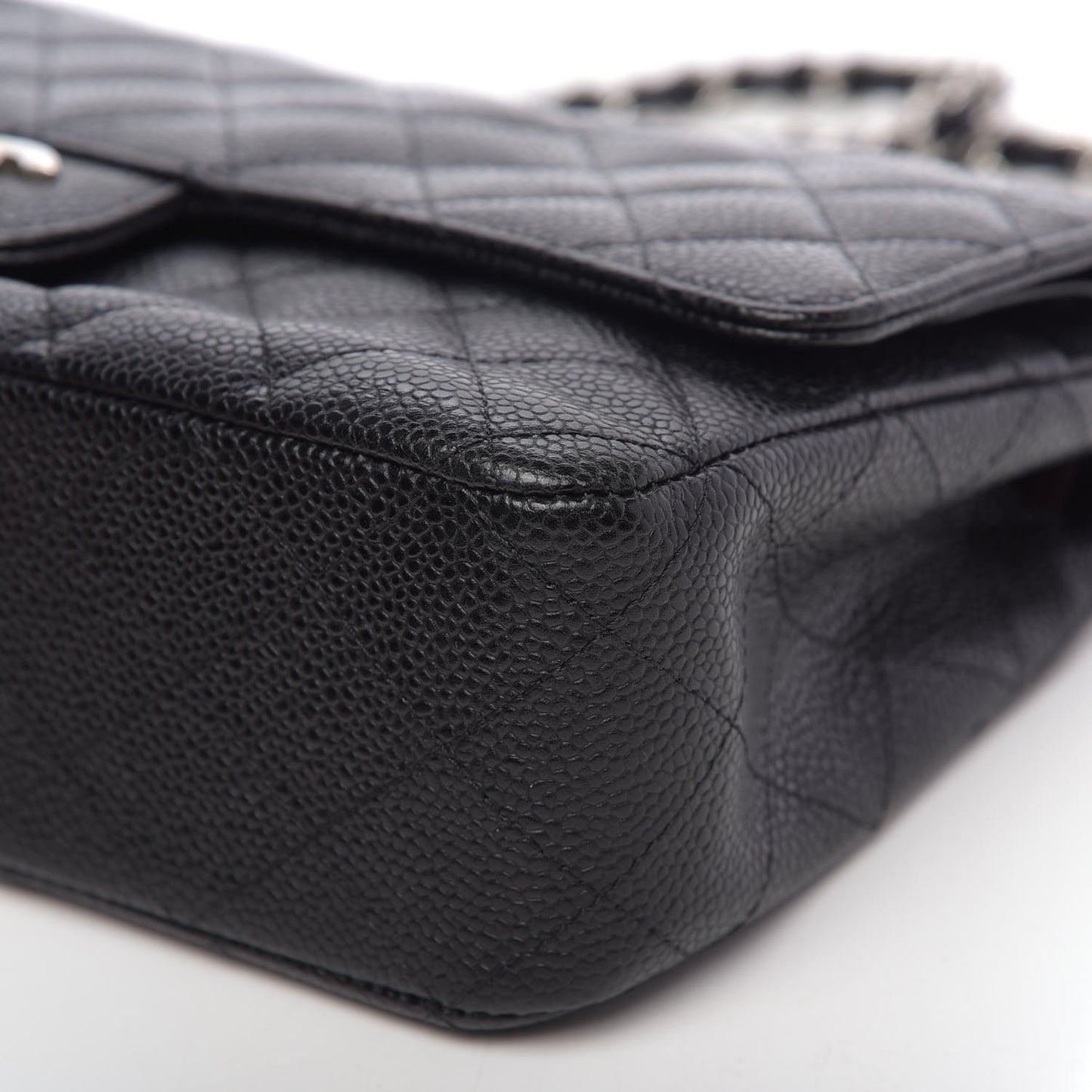 Caviar Quilted Medium Double Flap Black