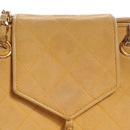 Chanel Suede Quilted Tassel Shoulder Bag Yellow 4 of 9