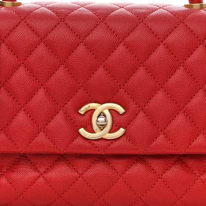 Chanel Caviar Lizard Embossed Quilted Small Coco Handle Flap Red 8 of 11