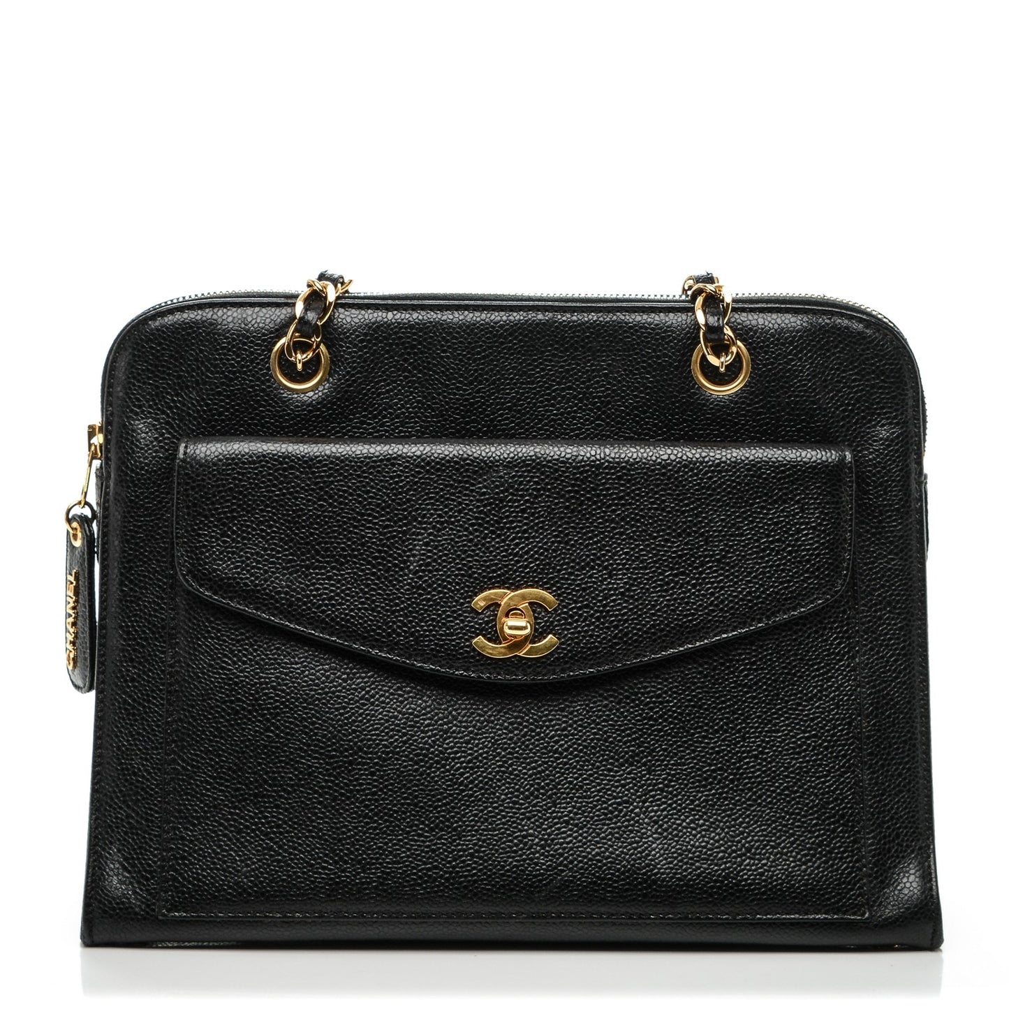 Caviar Flap Shoulder Bag Black