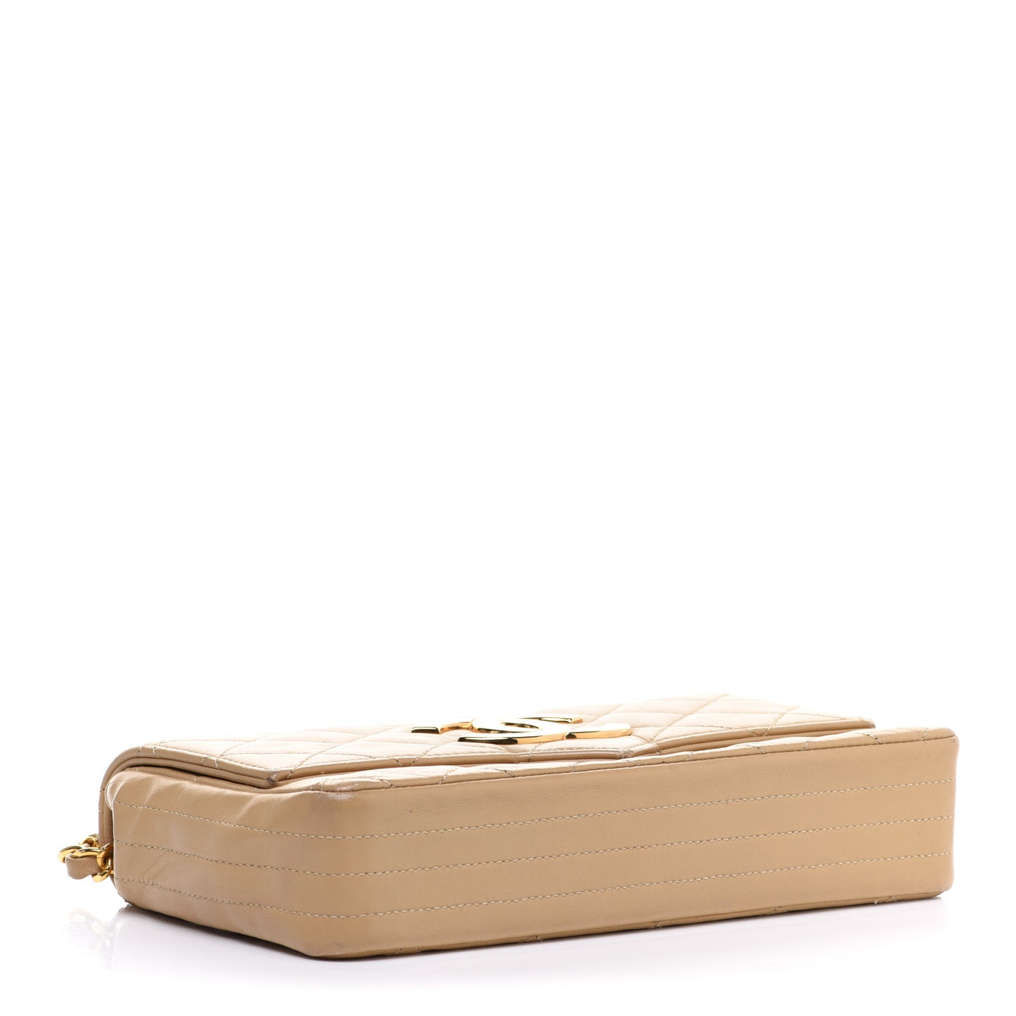 Lambskin Quilted Small Single Flap Beige