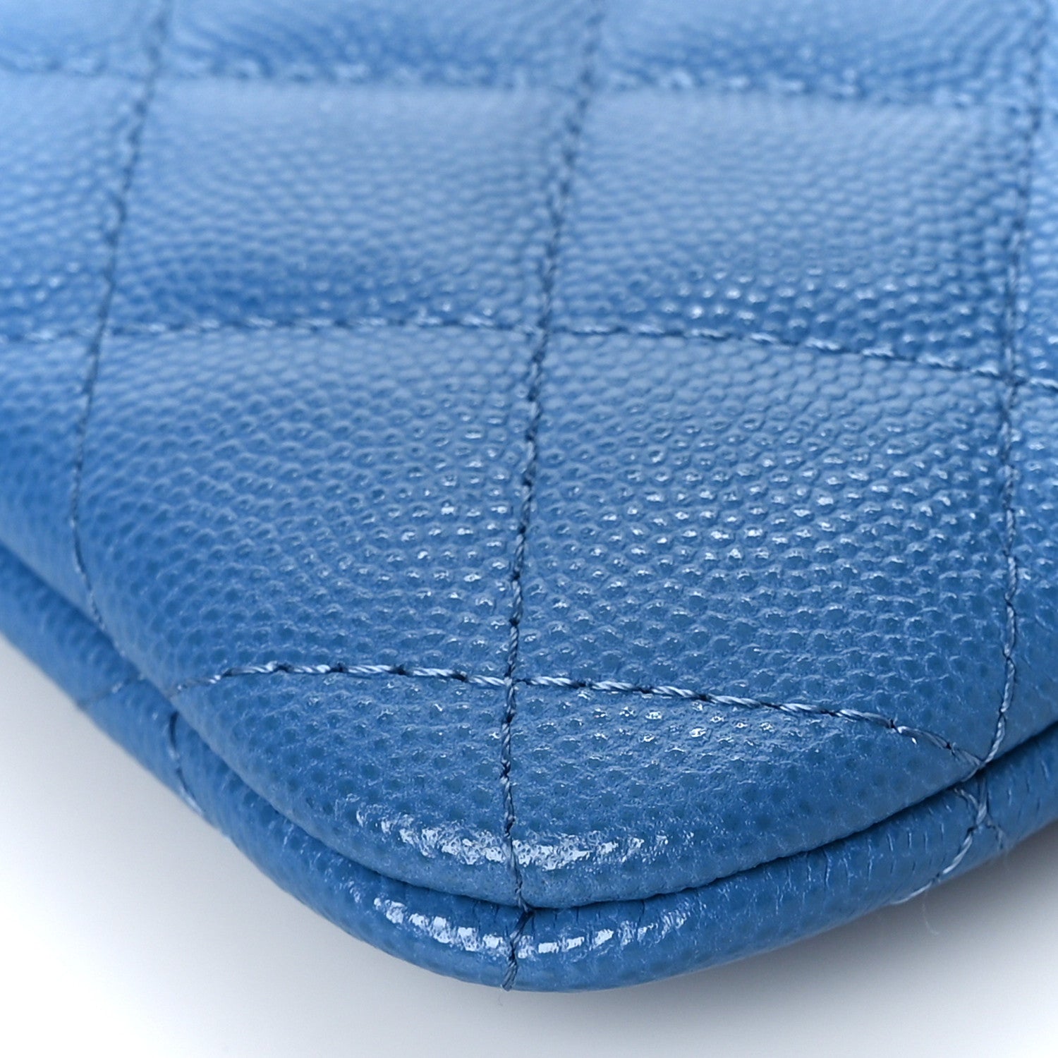 Chanel Caviar Quilted Small Cosmetic Case Blue 8 of 9