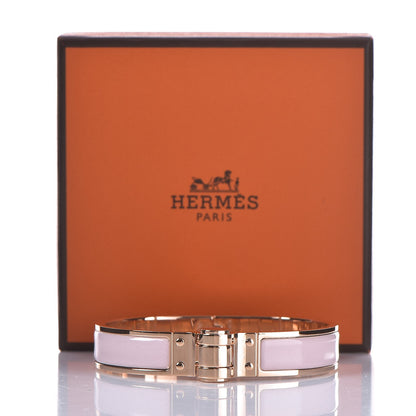 Hermes Enamel Charniere Uni Narrow Hinged Bracelet M Rose Candeur 5 of 5
