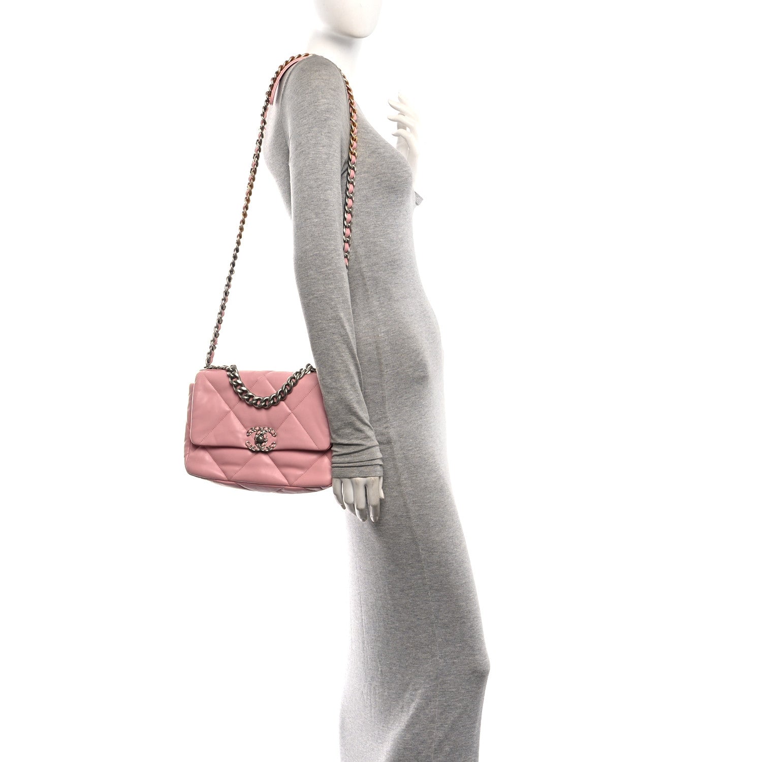 Chanel Lambskin Quilted Medium Chanel 19 Flap Light Pink 2 of 10
