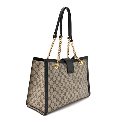 Gucci GG Supreme Monogram Medium Padlock Tote Black 2 of 12