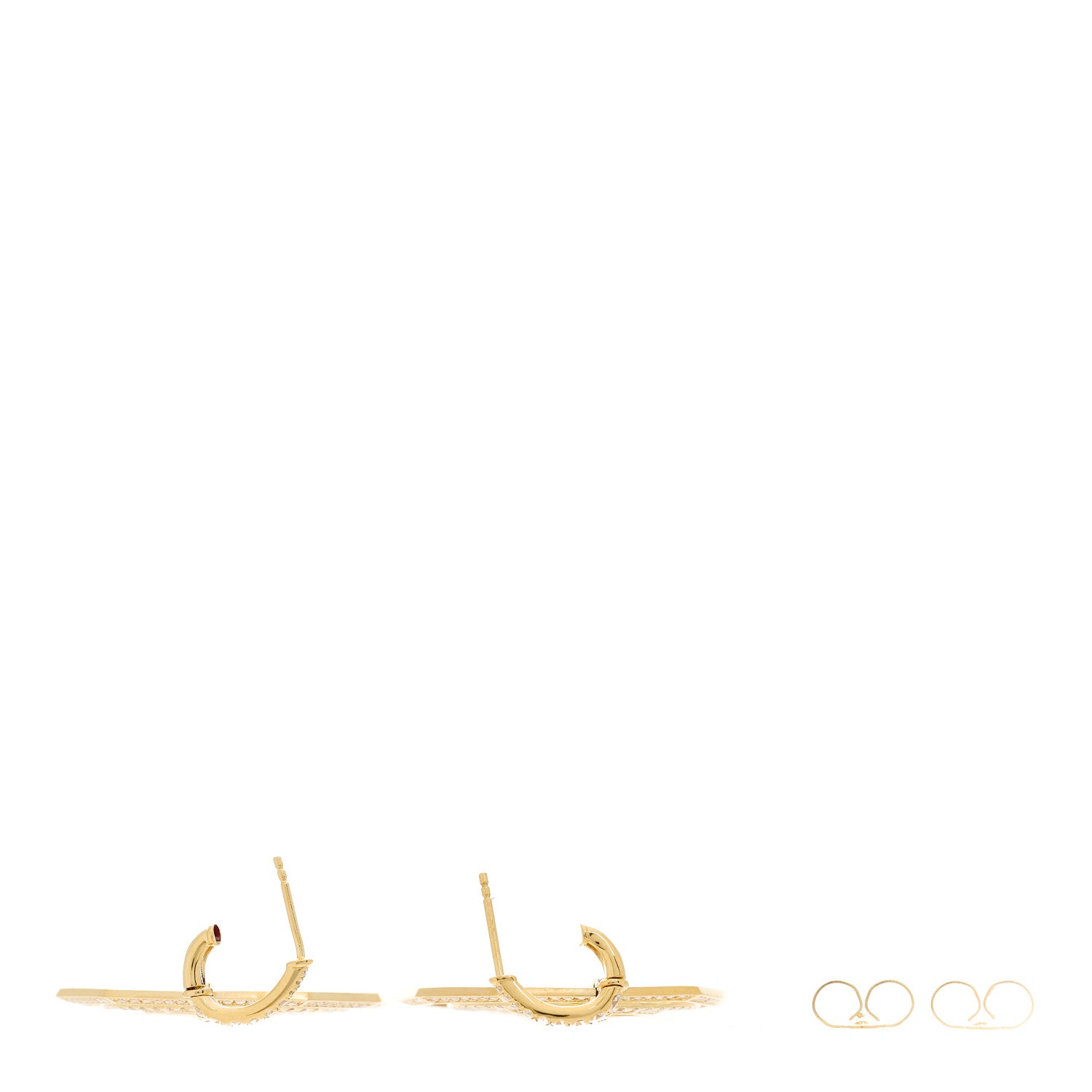 David Yurman 18K Yellow Gold Diamond Stax Door Knocker Drop Earrings 3 of 4