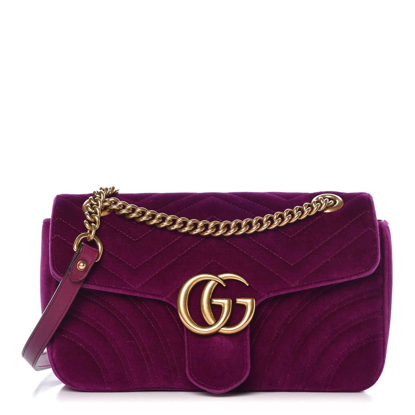 Velvet Matelasse Small GG Marmont Shoulder Bag Fuchsia Violet Cyclamen