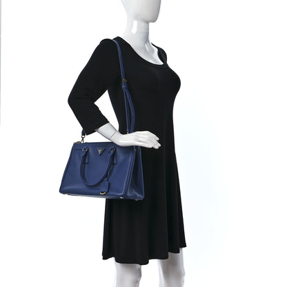 Prada Saffiano Lux Small Galleria Double Zip Tote Azzurro 2 of 9