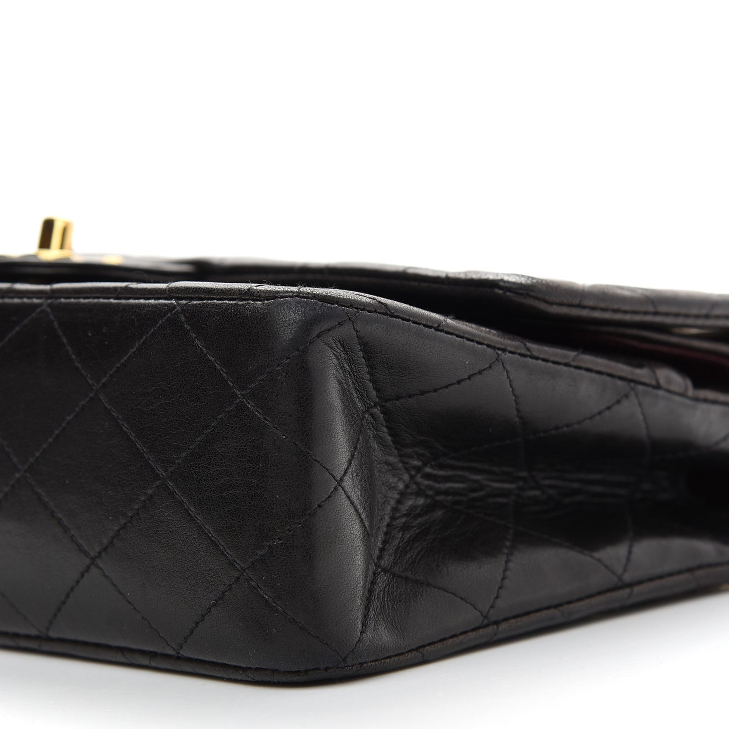 Lambskin Quilted Medium Double Flap Black