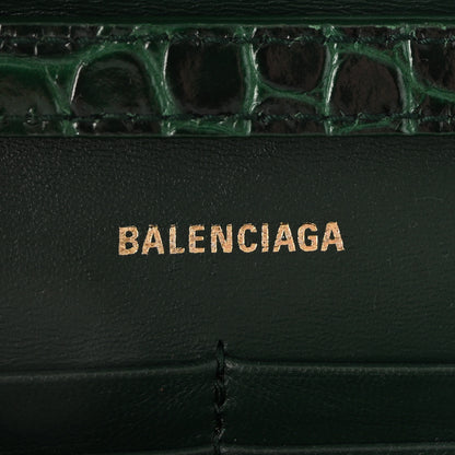 Balenciaga Shiny Calfskin Crocodile Embossed Hourglass Chain Bag Forest Green 6 of 9