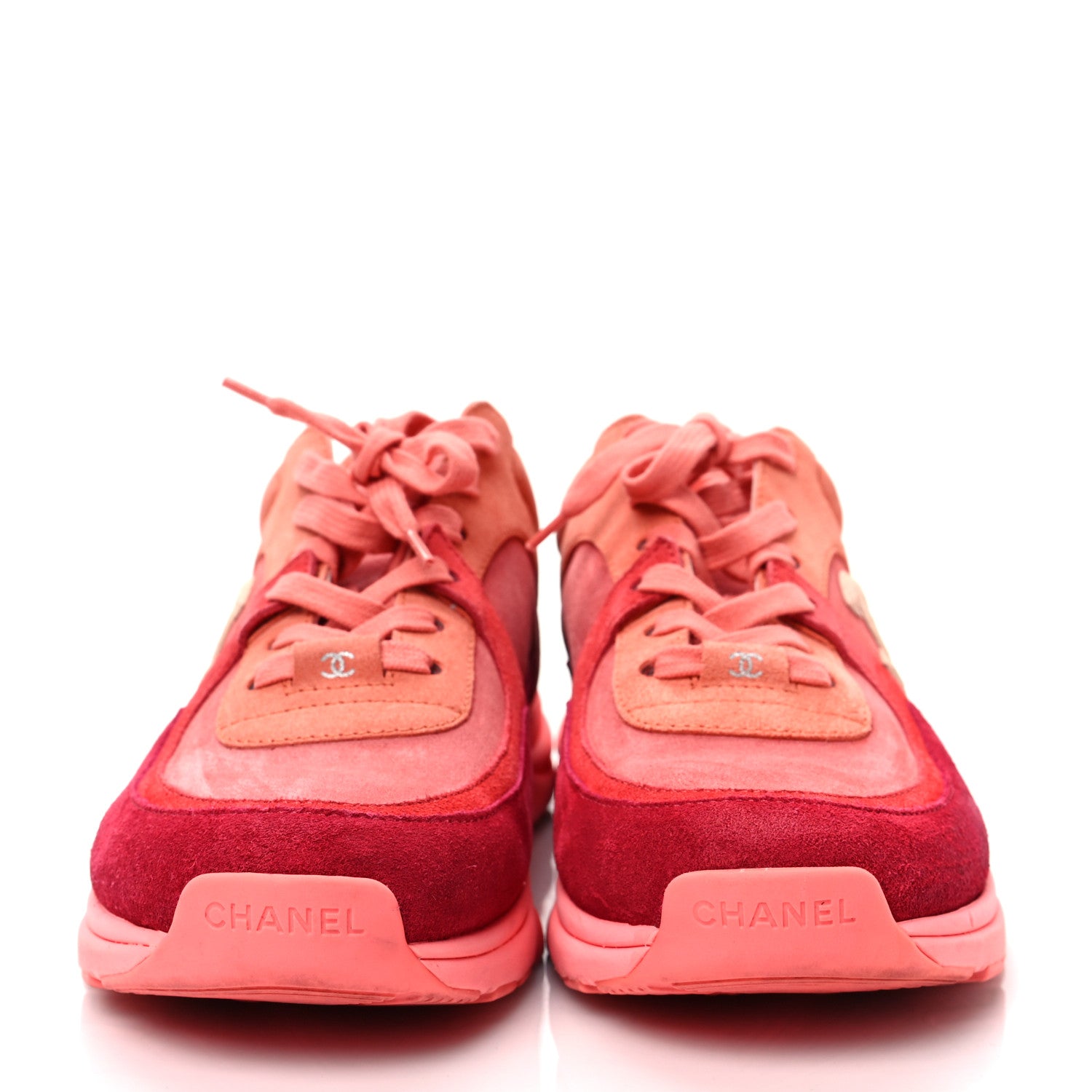 Chanel Kid Suede Calfskin Mens Sneakers 42 Coral 2 of 8