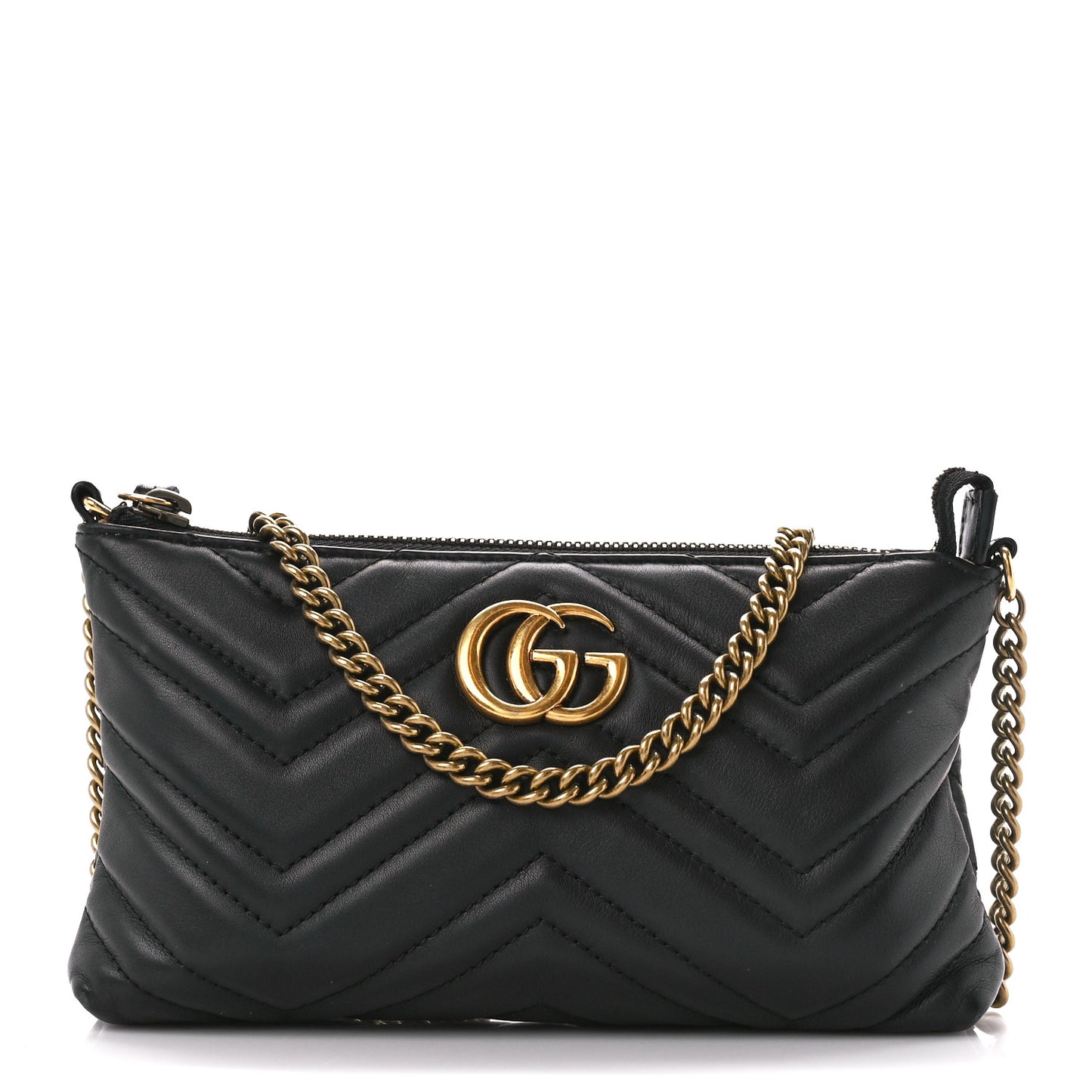 Calfskin Matelasse Mini GG Marmont Chain Bag Black