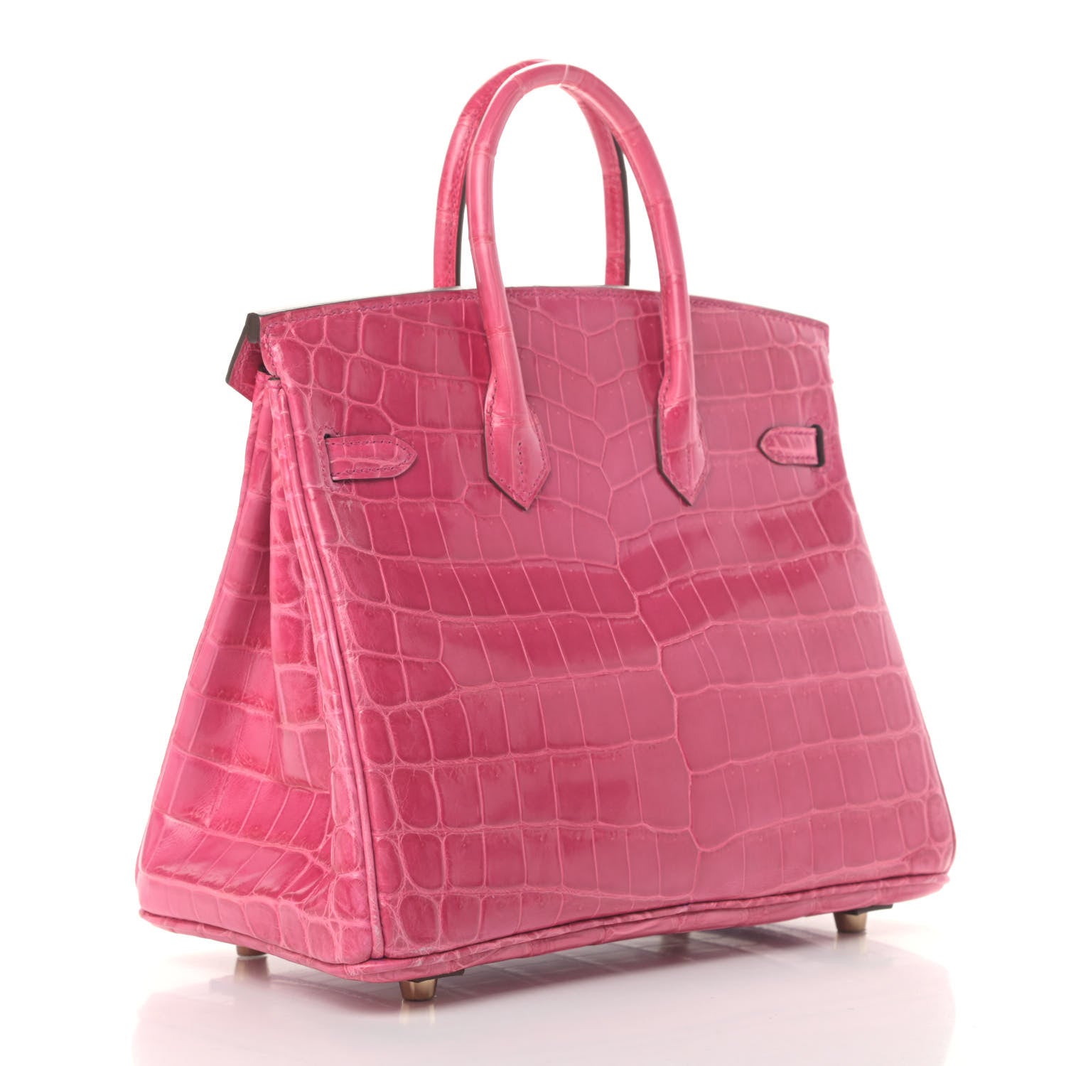 Hermes Shiny Niloticus Crocodile Birkin 25 Rose Tyrien 2 of 9