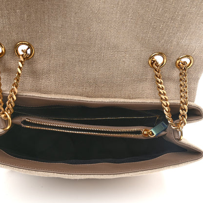 Saint Laurent Linen Y Quilted Monogram Medium Loulou Chain Satchel Natural 5 of 10