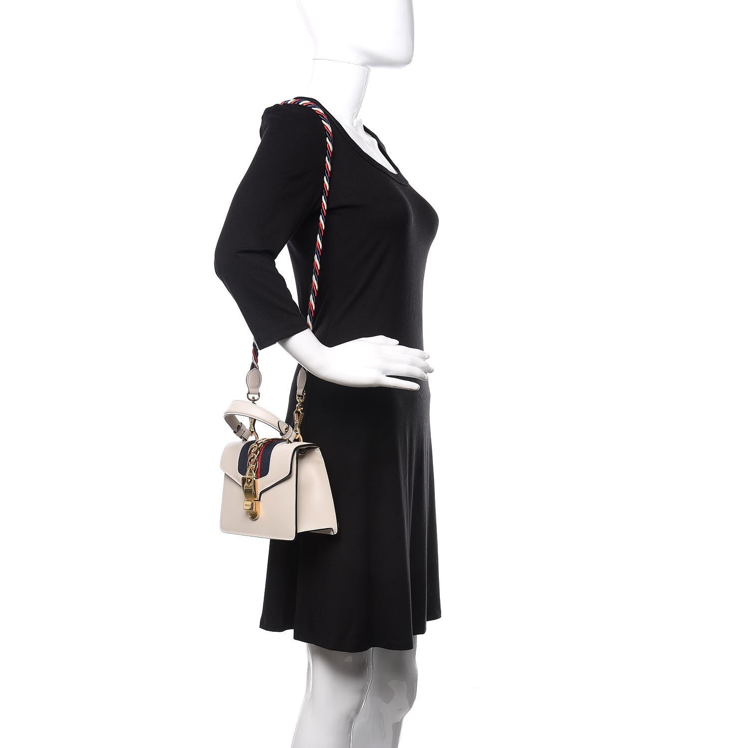 Gucci Calfskin Mini Sylvie Top Handle Bag White 2 of 12