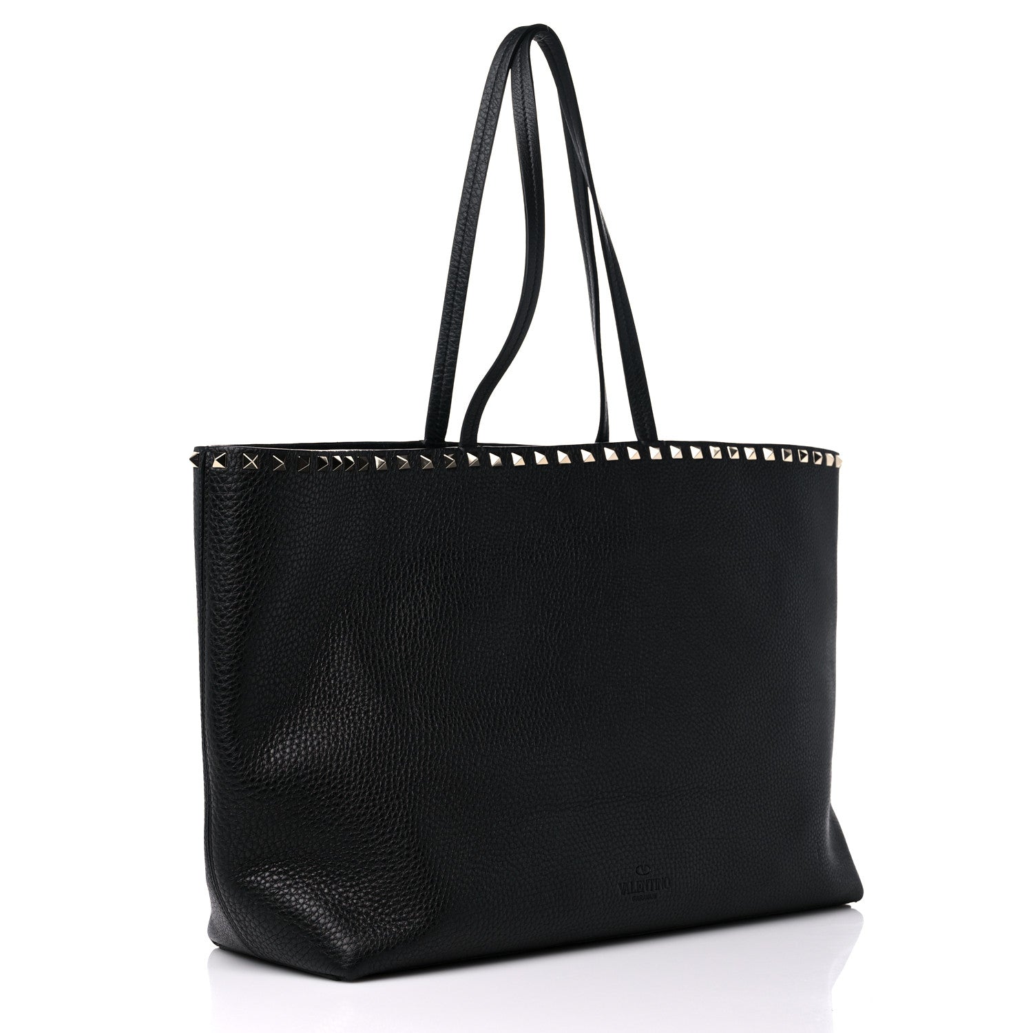 Valentino Garavani Grained Calfskin Rockstud Shoulder Tote Black 3 of 14