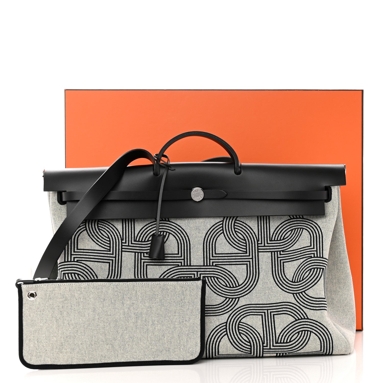 Hermes H Plume Canvas Vache Hunter Circuit Herbag Cabin Zip Retourne 50 Black Ecru 13 of 13