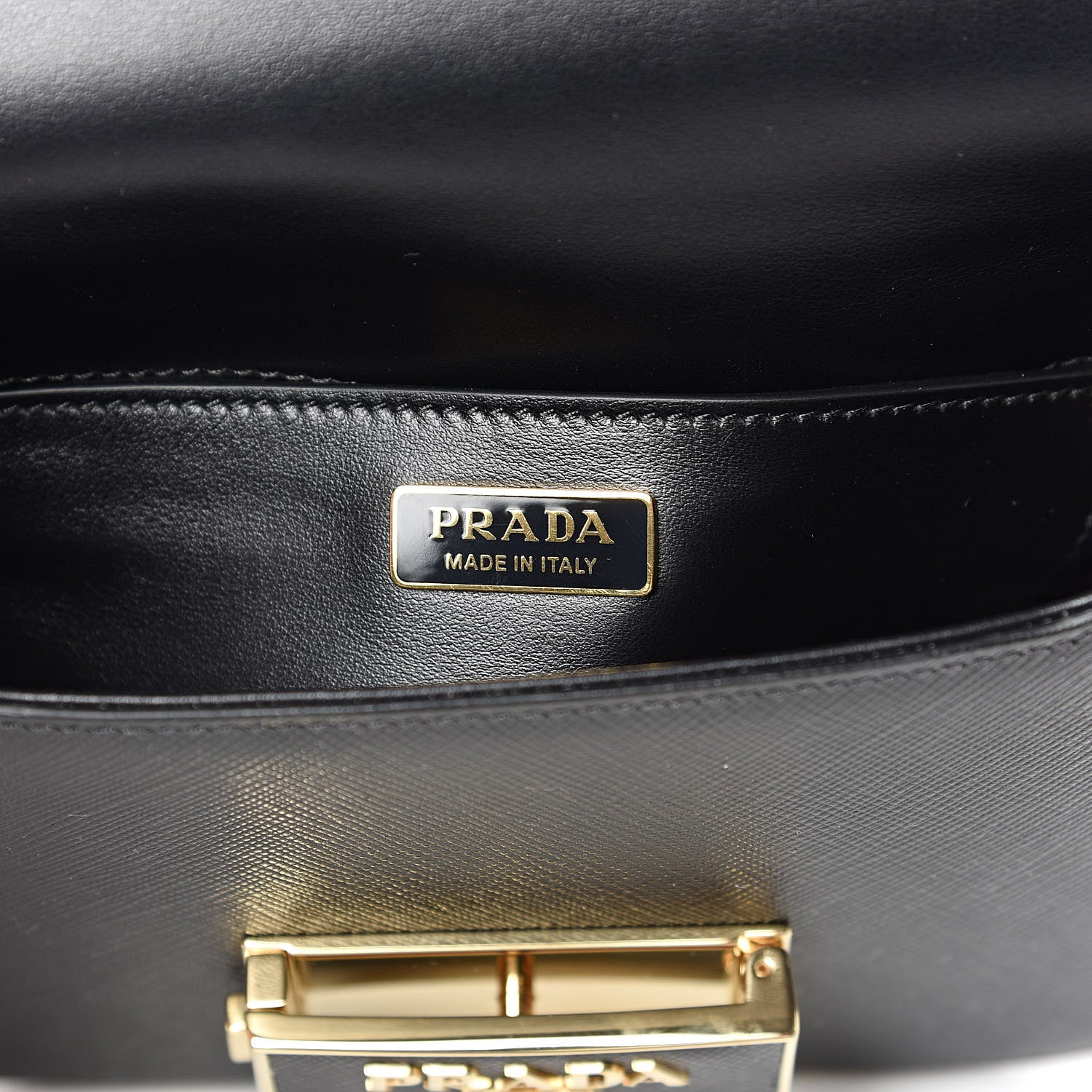Prada Saffiano Lux Embleme Flap Shoulder Bag Black 6 of 9