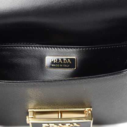Prada Saffiano Lux Embleme Flap Shoulder Bag Black 6 of 9