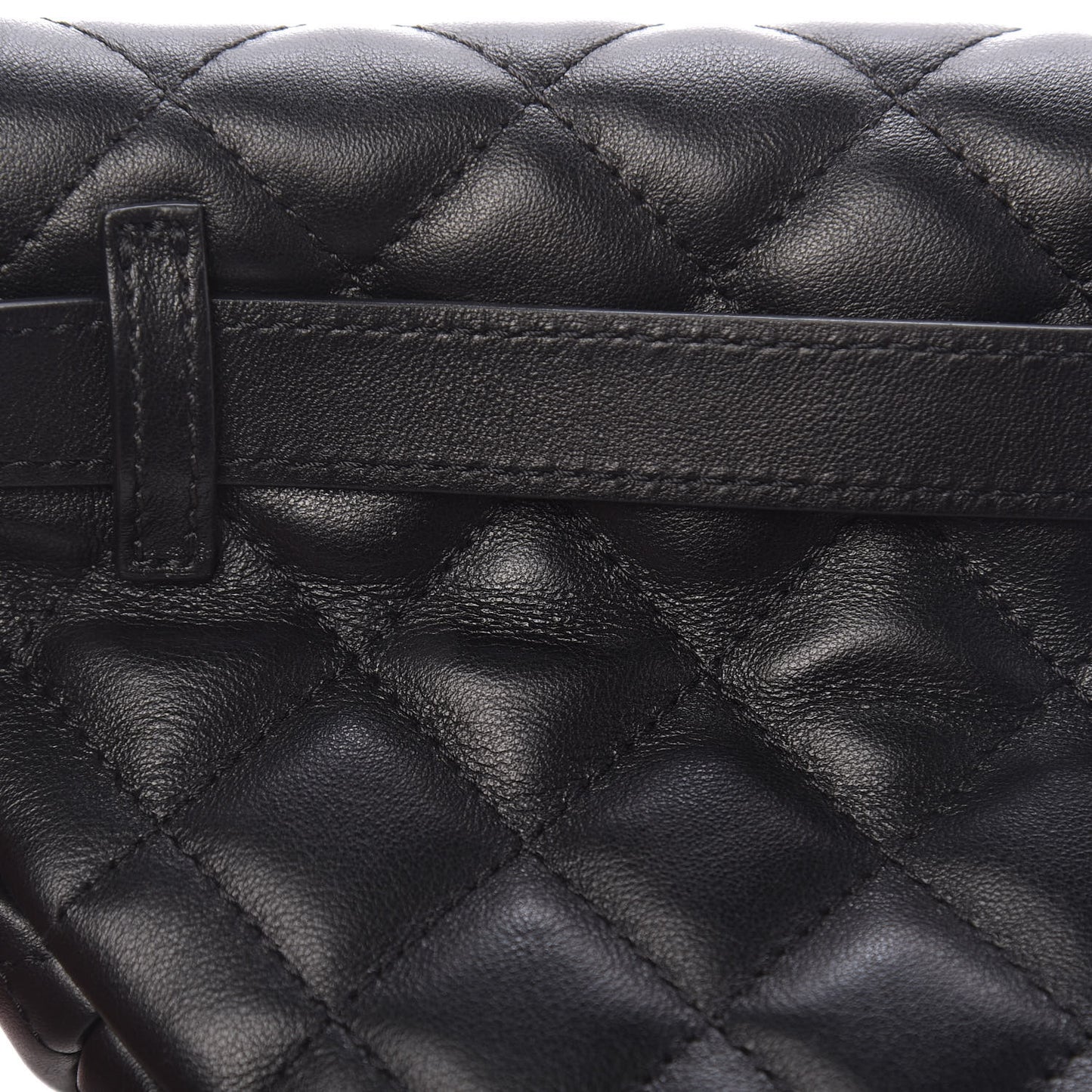 Lambskin Quilted Waist Belt Bag Black