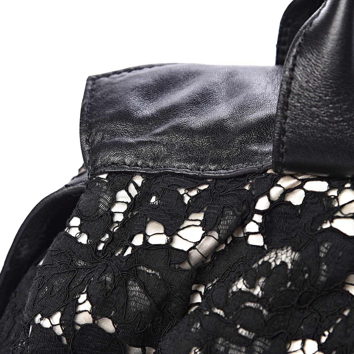 Satin Lace Satchel Black