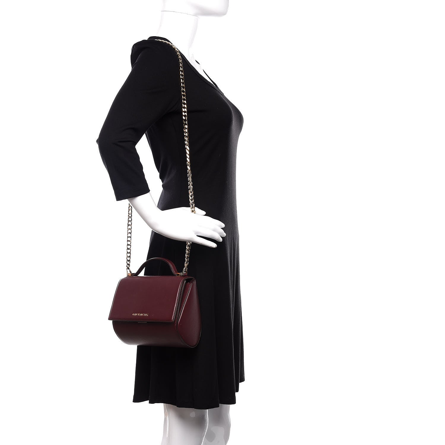 Givenchy Textured Calfskin Mini Pandora Box Chain Crossbody Bag Oxblood 2 of 17